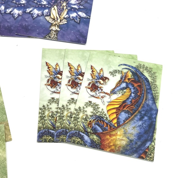 2004 Amy Brown Unicorn Fairies Dragon Stationary Card Envelope Set in Tin combo - Picture 12 of 16